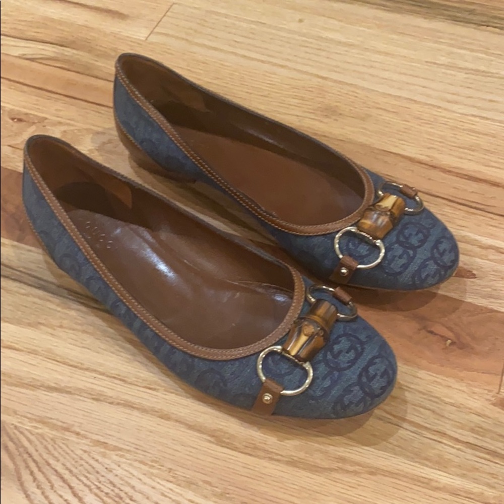 Gucci horsebit bamboo denim loafer